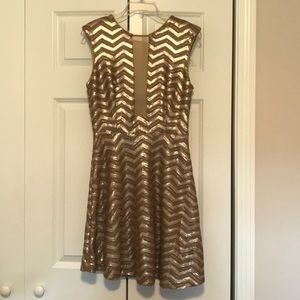 BEBE Tan/gold sequin dress size M